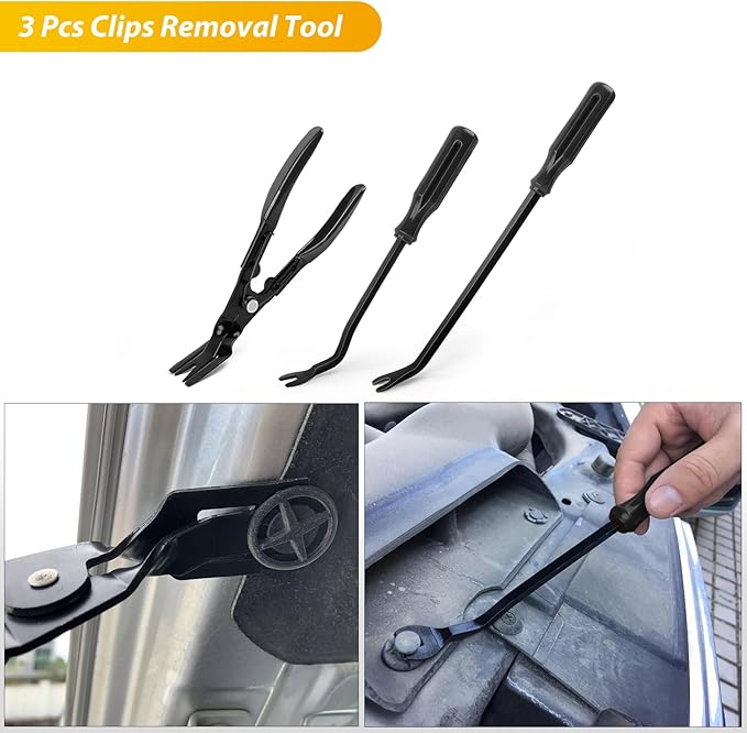 GOOACC 102Pcs Trim Removal Tool, Auto Push Pin Nylon Bumper Retainer Clip Set Fastener Terminal Remover Tool Round Handle Cro