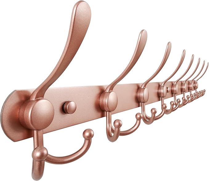 Dseap Coat Rack Wall Mount - 29.5” Long 8-Tri-Hooks Heavy Duty Coat Hanger Rail Wall Hooks for Hanging Coats Hats Clothing Cl