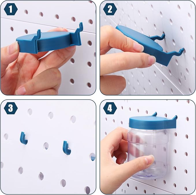 Unittype 20 Set Pegboard Organizer Accessories Peg Boards Jars with Lids Plastic Pegboards Bins Storage Containers Clear Peg 