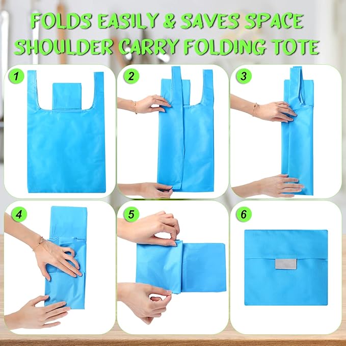 Eccliy 24 Pieces Reusable Grocery Bags Polyester Shopping Bags for Groceries Multi Colors Reusable Foldable Shopping Tote(Solid Style)