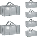 6 Pack-Extra Large Heavy Duty Moving Bags - Waterproof Storage Totes with Handles & Zippers, Foldable for College Dorm, Stora