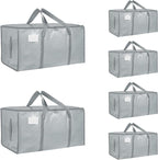 6 Pack-Extra Large Heavy Duty Moving Bags - Waterproof Storage Totes with Handles & Zippers, Foldable for College Dorm, Stora