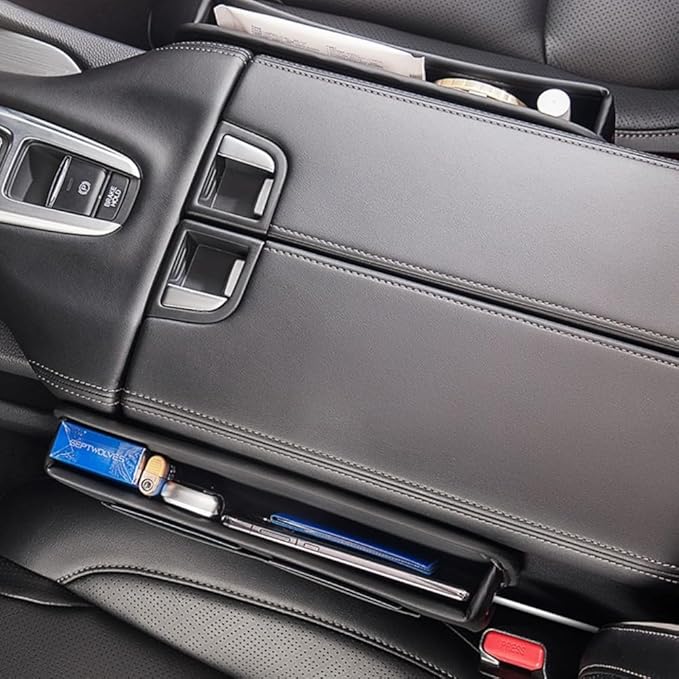 Car Seat Gap Filler Organizer and Storages Automotive Accessories Universal for Car SUV Truck Fill The Gap Between Seat and Console Stop Things from Dropping Black 2Pcs