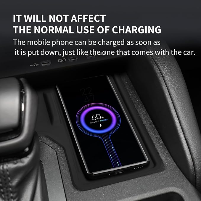 smabee Center Console Wireless Charging Protective Mat for 2024 2025 Toyota Land Cruiser Prado 250 J250 LC250 Accessories Silicone Non-Slip Pad Anti-Dust Liner Interior Black (Left-Hand Drive)