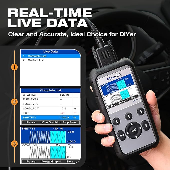 Autel OBD2 Scanner Diagnostic Code Reader ML629 - ABS/SRS/Engine/Transmission MaxiLink 629 Car Diagnostic Tool DTC Lookup