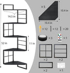 Corner Floating Shelves with Lights - 5 Tiers Corner Shelf Wall Mounted, Bookshelf with LED Light, Floating Shelves for Wall,