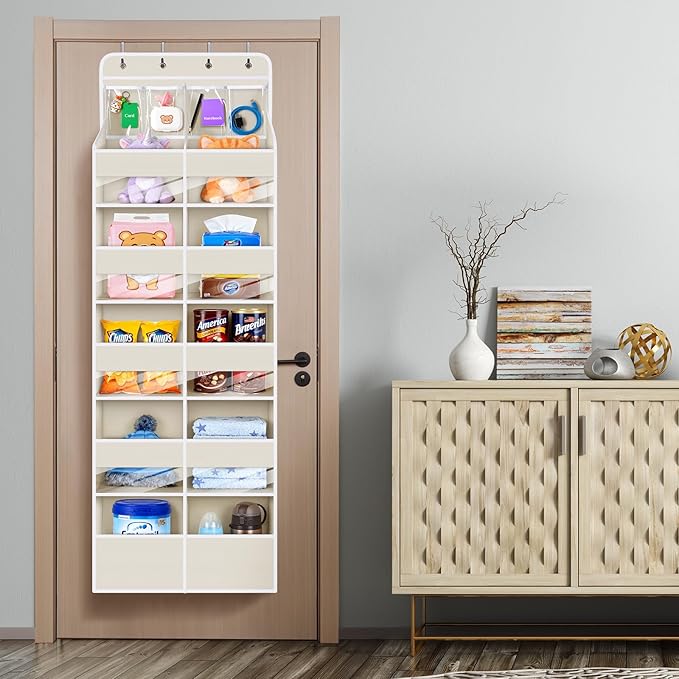 Univivi 6-Shelf Baby Door Storage Over Door Fabric Hanging Organizer with 10 Deep Pockets and 4 Small PVC Pockets Wall Mount 