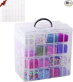 VTG Bead Organizer Box, 112 Pcs Small Organizers, 3-Tier Bead Storage Containers Portable Organizer and Storage Box Stackable