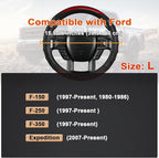 GIANT PANDA Car Steering Wheel Cover for Ford F150 F250 F350 Expedition 15.5-16 inches - Red