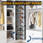 SpaceAid 9 Tier Rotating Shoe Rack Tower, Spinning Shoe Display Lazy Susan, Revolving 360 Shoe Rack Storage Round Carousel, V