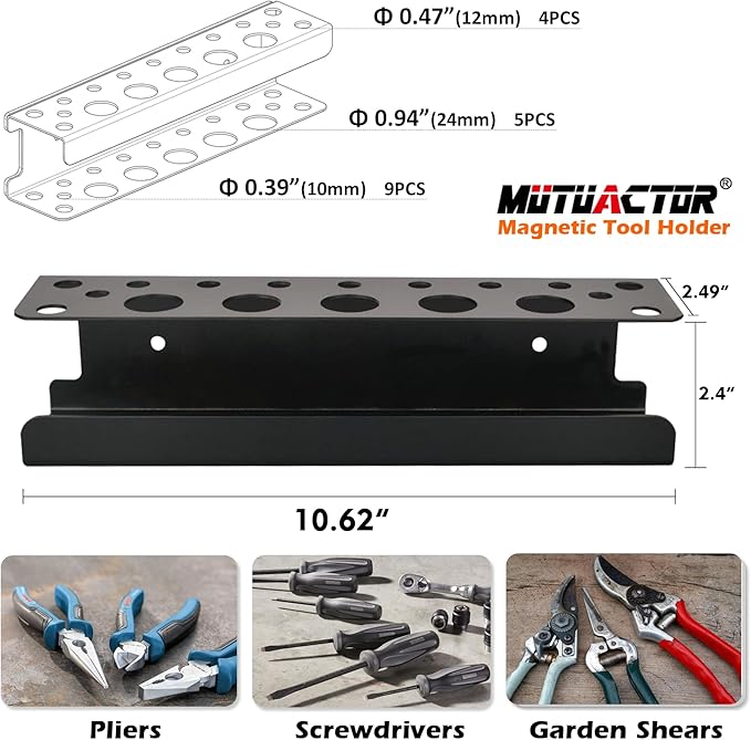 MUTUACTOR Screwdriver Organizer Rack Heavy Duty,Magnetic Mount Screwdriver Holder Plier Organizer,Magnetic Tool Holder Storag