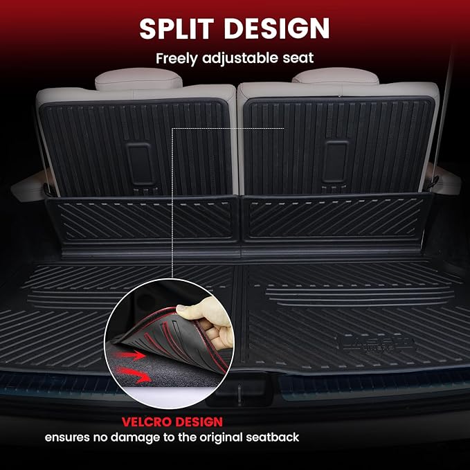 LASFIT Cargo Mat & Backrest Mat (3 Pieces) for Mercedes Benz GLS 450/580 /63 AMG 2026 2025 2024 2023 2022 2021 2020, All Weather TPE Cargo Liner Custom Fit GLS 2020-2026 Trunk Mat with Seatback