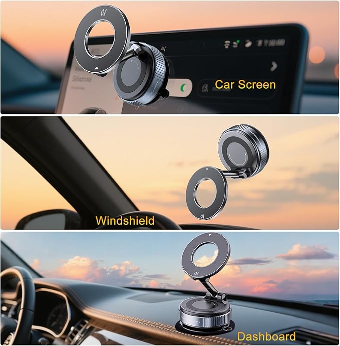 for Magsafe Car Mount, [2800gf Magnetic & 98LBS Strongest Suction] Cup Phone Mount, 360° Adjustable Vacuum Magnetic Phone Holder for Car Gym/Mirror/Smooth Surface, for iPhone 12-17