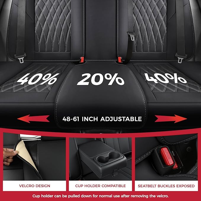 FREESOO Black Car Seat Covers Full Set - Faux Nappa Leather Seat Covers for Cars, Ultra Breathable Waterproof Front Seats Pro