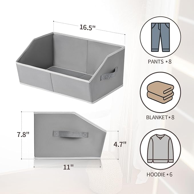 Homsorout Large Storage Bins Baskets - 6 Pack Closet Storage Cubes, Fabric Baskets for Organizing, Cube Organizer Bins with H