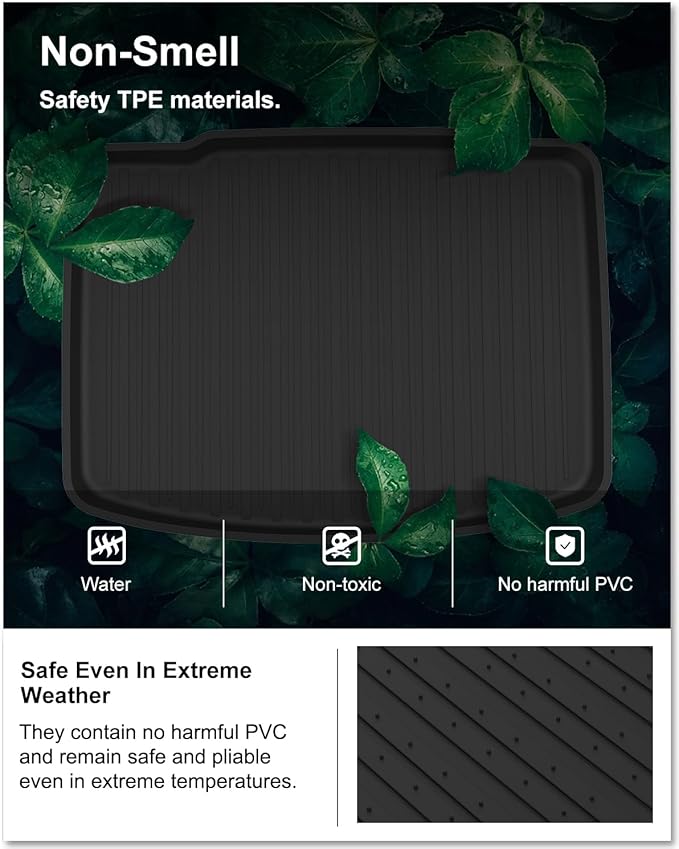 KIWI MASTER Floor Mats & Cargo Mat for 2017-2022 Honda CR-V (Tray in Lower Position), Custom Fit All Weather Car Mats, Heavy Duty TPE Floor Liners, Front & Rear & Tray Trunk Mat Set, Black