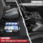 Under Seat Truck Organizer Storage Box with Removable Divider & 4 Storage Mesh Bag,Collapsible Trunk Organizer for Car, SUV,