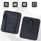 2 PCS Car Sun Visor Organizer, Sunvisor Organizers with Sunglass Holder & Card Sleeve Pocket, Leather Car Sunglass Holder for Most Vehicle of Trucks, SUVs, Black