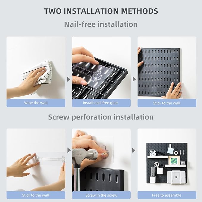 VUSIGN Pegboard Combination Wall Organizer Kit, 4 Pieces Pegboards and 17 Accessories Modular Hanging, Wall Mount Display Peg