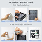 VUSIGN Pegboard Combination Wall Organizer Kit, 4 Pieces Pegboards and 17 Accessories Modular Hanging, Wall Mount Display Peg