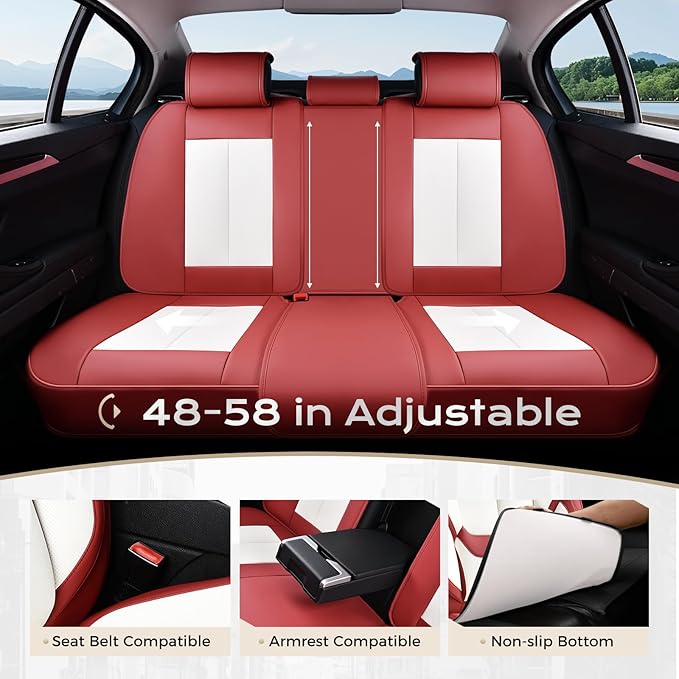 Coverado Seat Covers Full Set, 5 Seats Seat Covers for Cars, Waterproof Nappa Leather Car Seat Covers with Head Pillow, Seat 