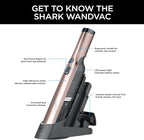 Shark WANDVAC Cordless Hand Vac, Lightweight, Portable at 1.4 lbs., Powerful Suction, Charging Dock, One-Touch Empty for Car 