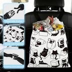 Playful Black Cat Car Trash Bag - Waterproof Car Trash Bag Hanging Leakproof Car Garbage Bag - Washable Reusable Trash Bag For Car Interior Hanging Organizer Storage Vehicle Travelling Camping
