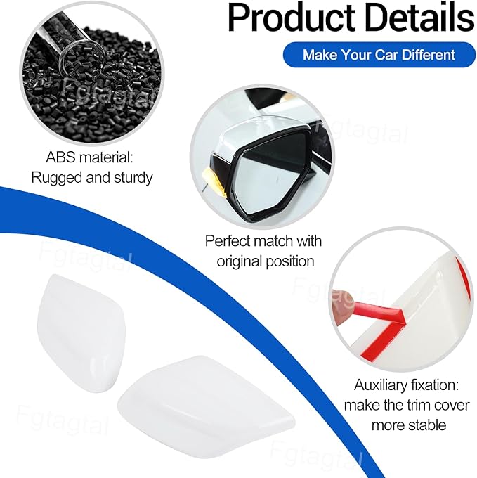 Door Rear View Mirror Cover Cap Compatible with Chevrolet Corvette C8 2020-2026, ABS Side View Mirror Cover, Auto Door Rearview Mirror Protective Trim Cap 2Pcs (White)