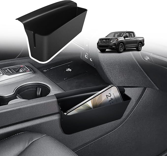 Muslogy for 2017-2024 2025 2026 Ridgeline Center Console Shifter Storage Box ABS Material Console Side Organizer with Stronger Tape Compatible with Honda Ridgeline 2017-2026 (Only Passenger Side)