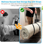 Mattress Vacuum Bag Queen/Full/Full-XL Space Saver Mattress Vacuum Seal Bag with Straps for Moving Double Zip Seal Reusable M