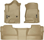 Husky Liners Weatherbeater Floor Mats | Fits 2014-2018 Chevrolet Silverado 1500 & GMC Sierra 1500; 15-19 Silverado/Sierra 2500HD/3500HD Crew CAB(Footwell Cvg) | Front & 2nd Row, 3-pc Tan - 98233