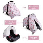 Rquite Car Seat Cover Baby, Carseat Covers Baby Girl, Minky Infant Car Seat Cover Winter, Peekaboo Opening Car Seat Canopy, M