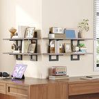 HOOBRO Floating Shelves, 15 Inch Wall Shelf Set of 4, Wall Mounted Storage Shelves 2-Tier, Hanging Bathroom Shelves, for Livi