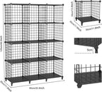 12-Cube Storage Organizer, Metal Wire Cube Shelving Unit, 11.8" L x 11.8" W x 11.8" H, Modular Grid Bookshelf for Closet, Bed