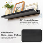 Picture Ledge Wall Shelves - 36 Inch Width Set of 3, Solid Pine Wood Rustic Floating Ledge Shelves for Kids' Room, Bedroom, K