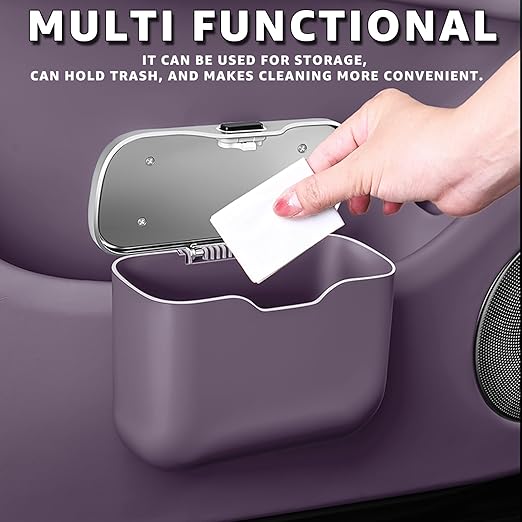 HOLDCY Car Trash Can, Waterproof Multi‑Functional Auto Trash Bin for Door/Console/Seat Back, Universal Vehicle Garbage Can for Car/Truck/SUV Drivers (Purple)
