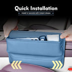 Leather Car Seat Gap Filler, Waterproof Anti-Slip Side Storage Pouch for Phones Keys Glasses Cards, Universal for Most Cars, SUVs, Trucks (Blue)