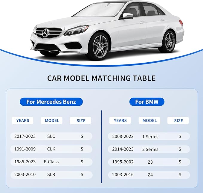 Custom Fit Windshield Sun Shade for Mercedes-Benz E-Class 2017-2023, Blocks UV & Heat, Front Window Sunshade Accessories, Easy Fold & Store Keep Your Car Cooler