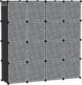 C&AHOME Cube Storage Organizer, 16-Cube Storage Shelving with Doors, Modular Book Shelf, Plastic Shelves Organizing Units, Id