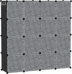 C&AHOME Cube Storage Organizer, 16-Cube Storage Shelving with Doors, Modular Book Shelf, Plastic Shelves Organizing Units, Id