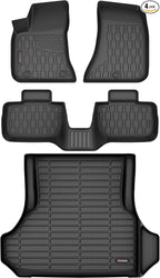 Floor Mats & Cargo Liner Compatible with 2011-2023 Dodge Charger RWD & Chrysler 300 Rear-Wheel Drive ONLY Cargo Mat, Full Set All Weather Protection 1st, 2nd Row Car liners & Trunk Mat, Black