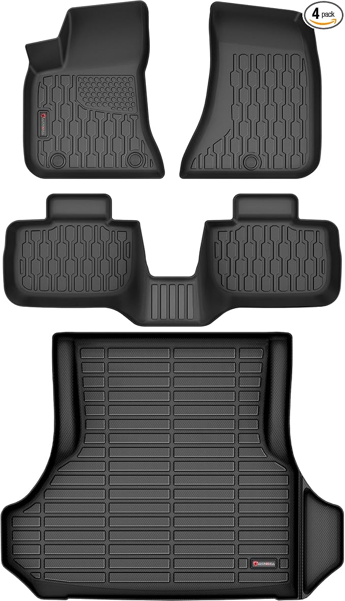 Floor Mats & Cargo Liner Compatible with 2011-2023 Dodge Charger RWD & Chrysler 300 Rear-Wheel Drive ONLY Cargo Mat, Full Set All Weather Protection 1st, 2nd Row Car liners & Trunk Mat, Black