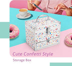 Hododou Girls Jewelry Box Organizer with Drawer & Mirror, Mermaid Tail Style Lockable Storage Case for Kid or Little Girls Je