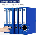Storage File Boxes A4, 6 Pack Foldable File Box with Clip, 50mm Spine, Plastic Archives Cases with Magnetic Closure, Document