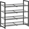Metal Shoe Rack for Closet,entryway, 4-Tier Shoe Organizer, Adjustable Flat or Angled Shelves, Holds up to 20 Pairs Shoes, Bl