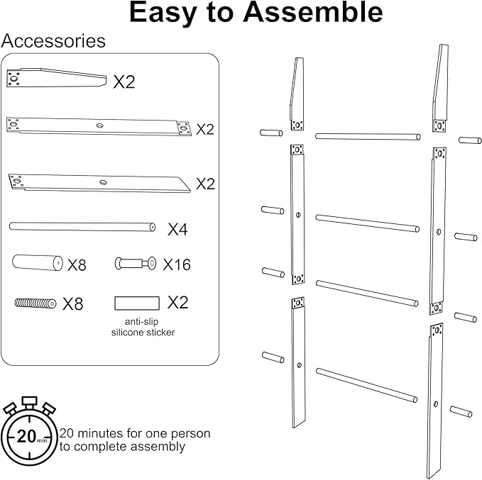 MESAILUP Blanket Ladder 5.6FT for Bathroom, 4 Tier Modern Decor Waterproof Blanket Holder for Living Room and Bedroom, Easy A
