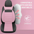 Leather 3D Foam Back Support Pink Car Seat Covers Full Set, Air Mesh Automotive Seat Covers, All Season Car Seat Cover Fit Au