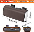 Car Sunglasses Holder for Sun Visor, Button Leather Eyeglass Hanger and Interior Storage Box