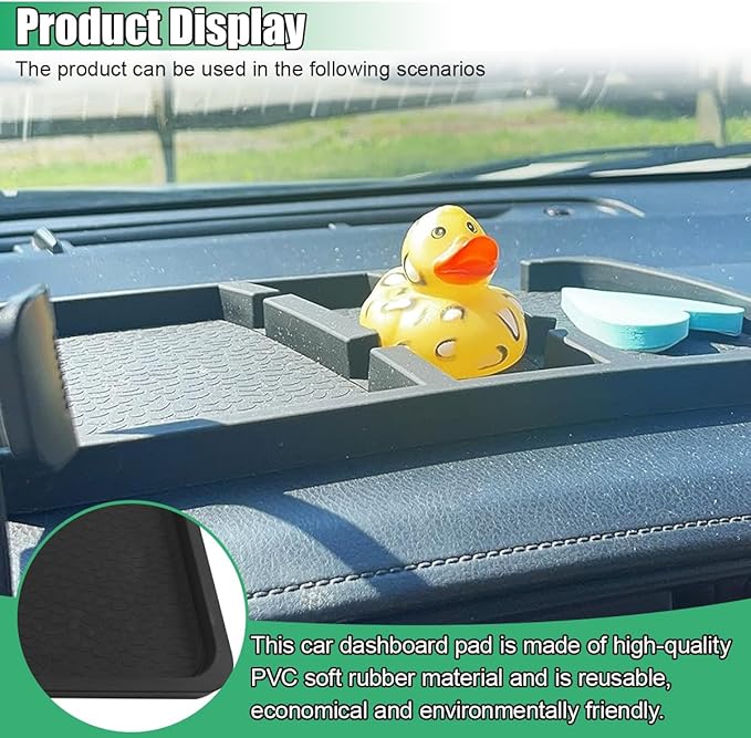 Large Dashboard Mat for Car - Rubber Anti-Slip Dash Pad Accessory Car Phone Holder Tray - Universal Auto Dashboard Organizer 