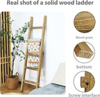 Blanket Ladder Fully Assembled 57in Wooden Ladder Shelf Living Room Bathroom Bedroom Decorative Wall Leaning Farmhouse Quilt 